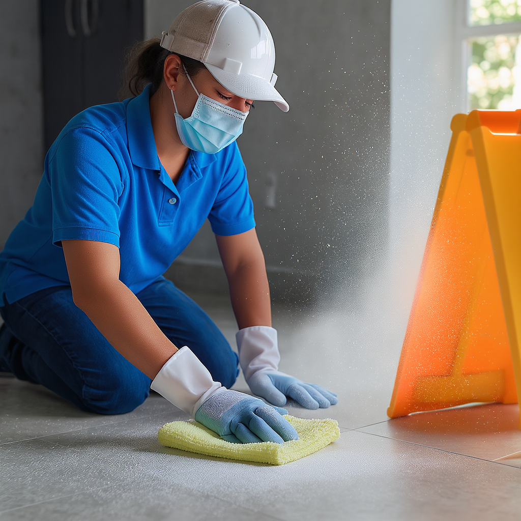 family doing weekly home cleaning routine together in a bright living room and open kitchen, parents and kids tidying, dusting and vacuuming floors, warm realistic atmosphere of an organized, fresh home